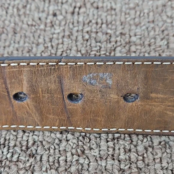 Nocona Belt Co Brown Floral Rhinestones Silver Buckle Sz Med Womens - Picture 7 of 8